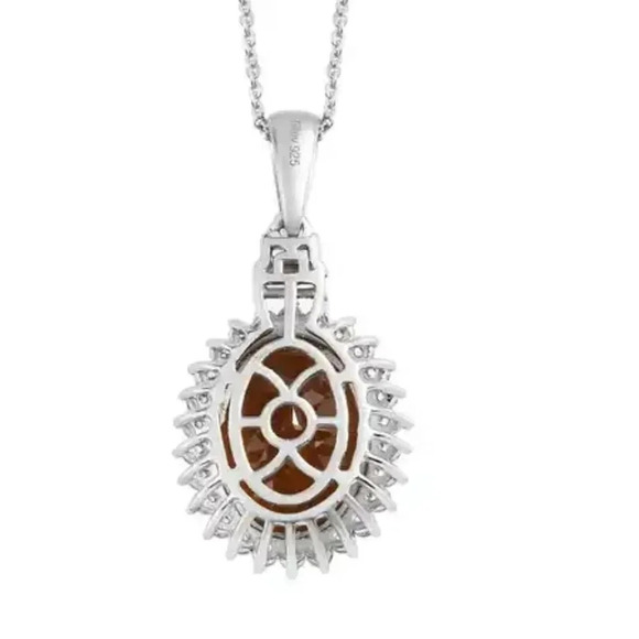 Autumn Alexite & Natural White Zircon Halo Pendant & Necklace - Picture 7 of 8